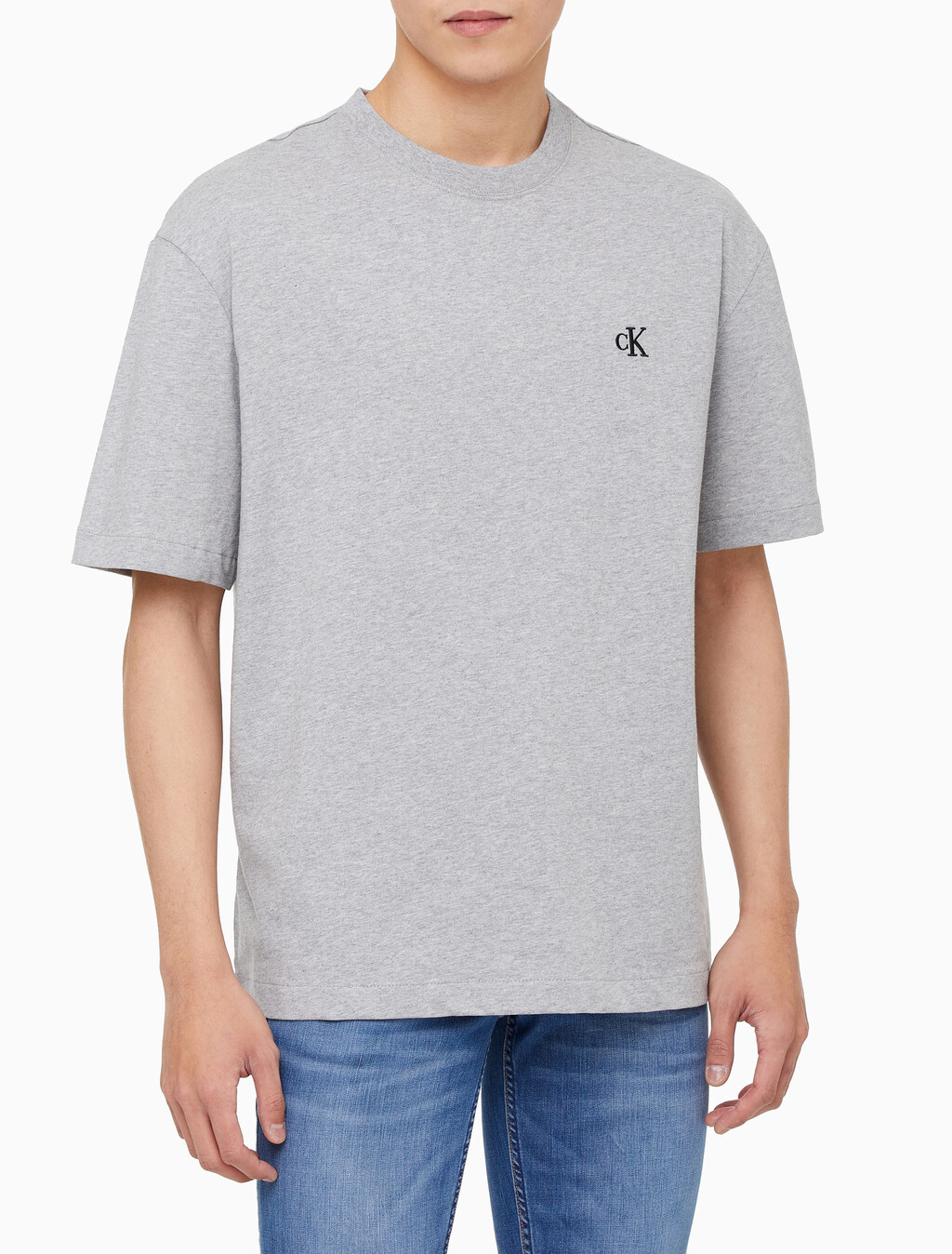 Buy 남성 릴렉스핏 아카이브 로고 반팔 티셔츠 in color HEROIC GREY HEATHER