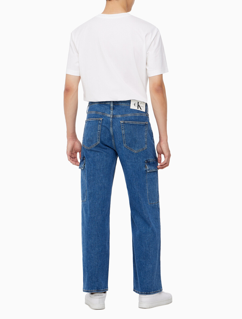 Buy 남성 90's 루즈핏 카고 데님 in color MID BLUE BACK EMBRO