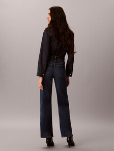 Buy 여성 아시아 와이드 틴티드 다크블루 데님 in color Dark Blue