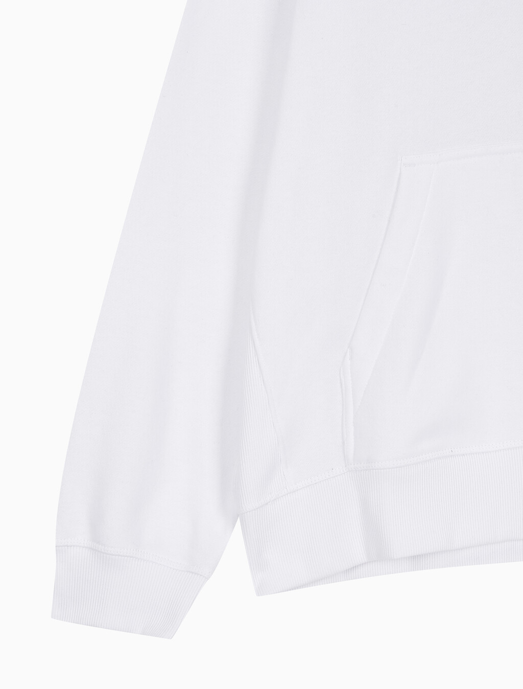 Buy 남성 아카이브 릴렉스핏 CK 스몰 로고 기모 후디 in color BRILLIANT WHITE