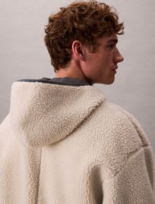 Buy 남성 셰르파 퍼널넥 풀 후드 집업 in color CHALK