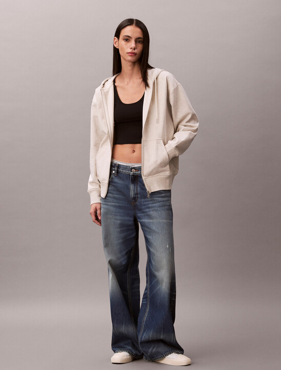 여성 엠보 모노로고 집업 후디 스웻셔츠