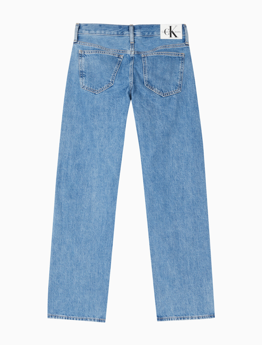 Buy 여성 로우라이즈 스트레이트핏 미드블루 데님 in color MID BLUE BACK EMBRO