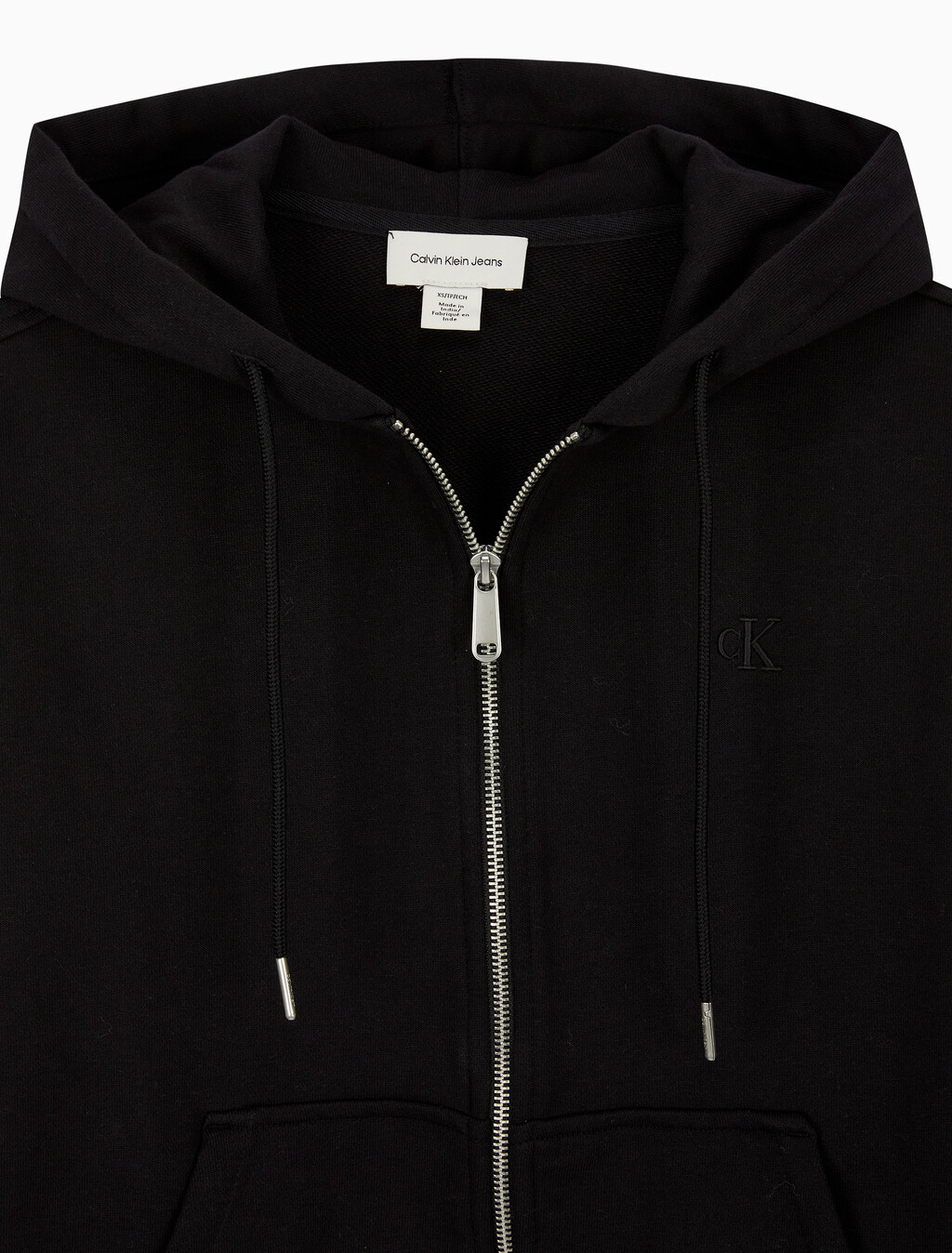Buy 여성 아카이브 로고 프렌치 테리 풀집업 후디 in color BLACK