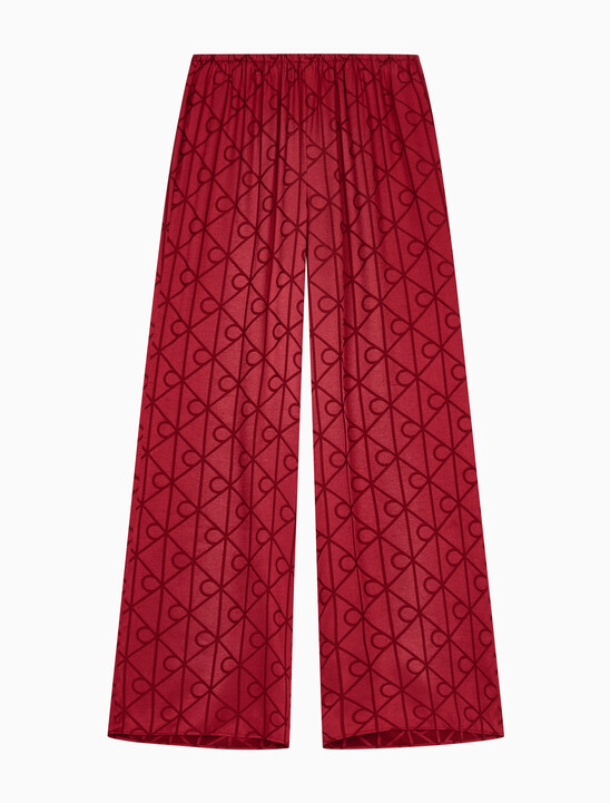 여성 샤인 새틴 자카드 AOP 팬츠