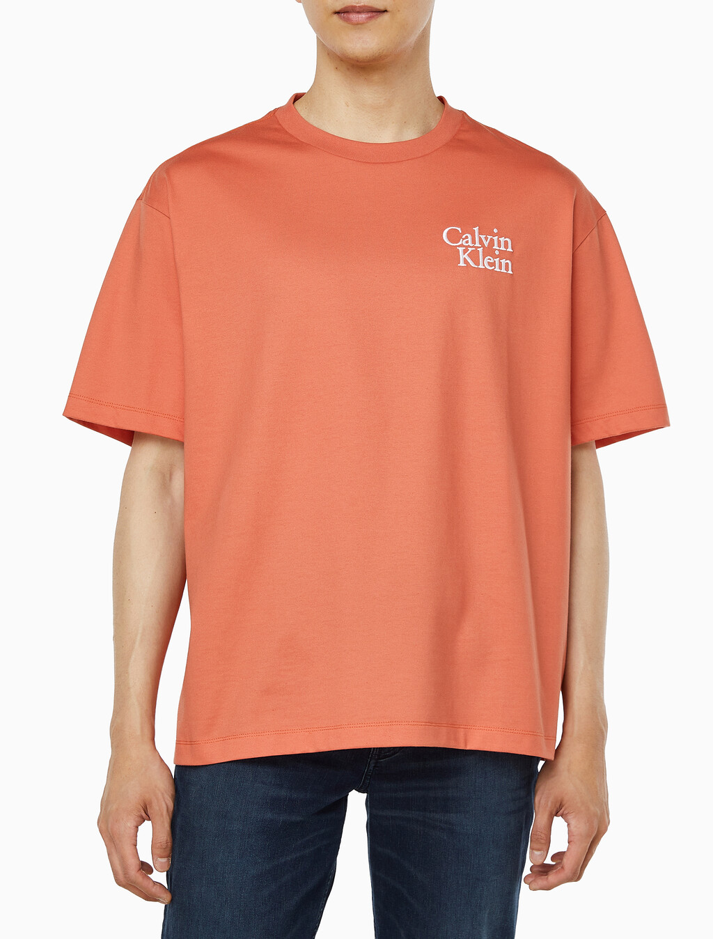 Buy 남성 릴렉스핏 리조트 로고 반팔 티셔츠 in color MECCA ORANGE