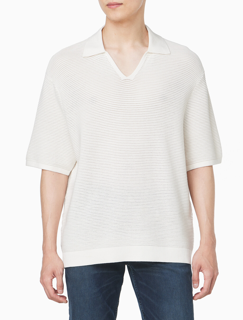 Buy 남성 이지핏 테크 니트 폴로 반팔 스웨터 in color TOFU