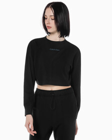 Buy 여성 에센셜 크롭 긴팔 티셔츠 in color BLACK
