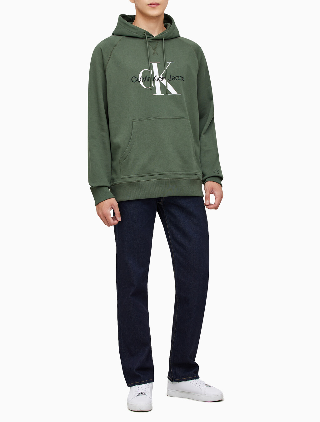 Buy 남성 롱슬리브 릴렉스핏 모노그램로고 후디 in color KHAKI