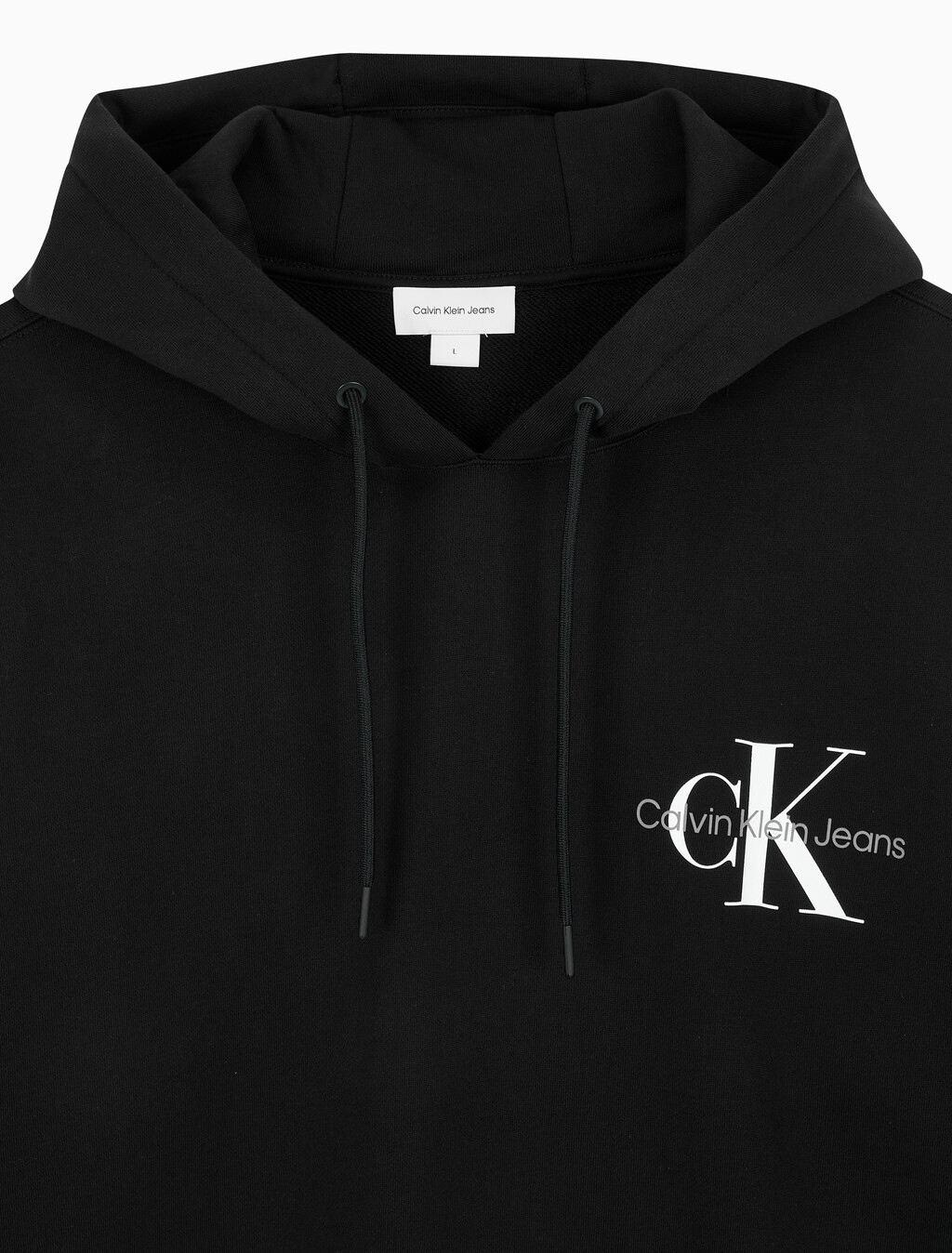 Buy 남녀공용 릴렉스핏 모노그램 로고 후디 in color CK BLACK