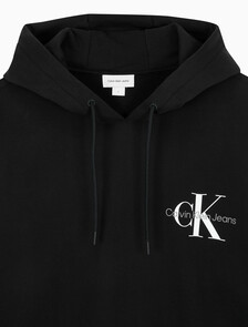 Buy 남녀공용 릴렉스핏 모노그램 로고 후디 in color CK BLACK