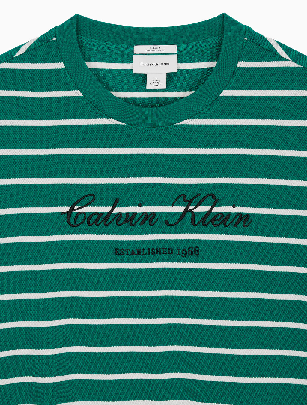 Buy 스트라이프 피케 캘빈 NYC 티 in color Green