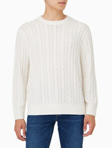 Buy 남성 케이블 크루넥 스웨터 in color WHITE