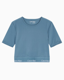 Buy 여성 로고밴드 크롭 숏슬리브 티셔츠 in color BLUE