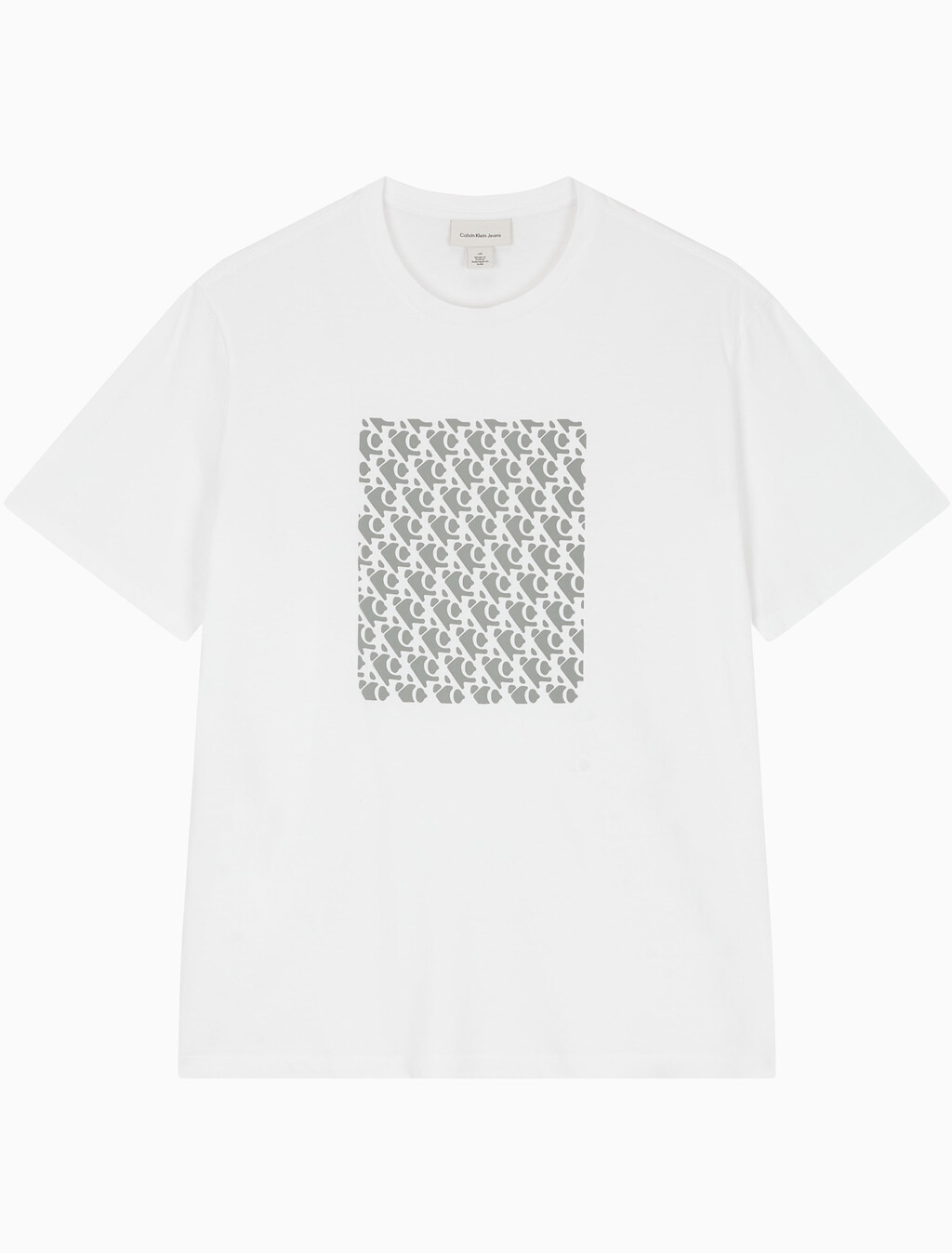 Buy 남성 릴렉스핏 퍼프 AOP 로고 반팔 티셔츠 in color BRILLIANT WHITE