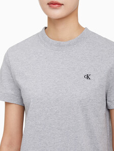 Buy 여성 릴렉스핏 아카이브 로고 크루넥 반팔 티셔츠 in color GREY HEATHER
