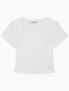 Buy 여성 립 오픈 백 크롭 탑 in color BRIGHT WHITE