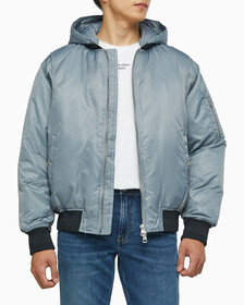 Buy 남성 후디 보머 다운 자켓 in color GREY