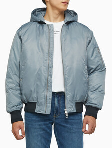 Buy 남성 후디 보머 다운 자켓 in color GREY