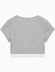 Buy 여성 코튼 스트레치 립 리브드 크롭티 in color GREY HEATHER