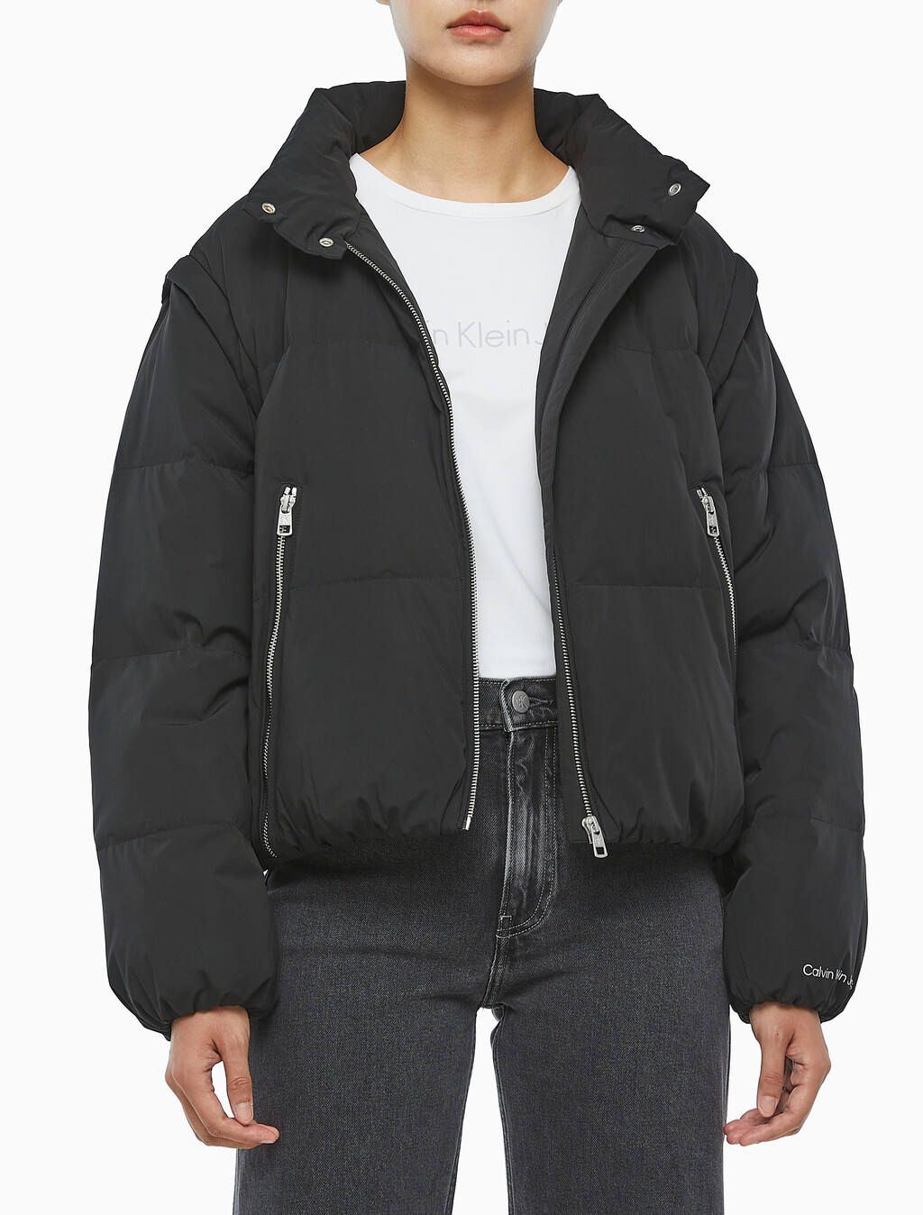 Buy 여성 다운 롱 지퍼 자켓 in color CK BLACK