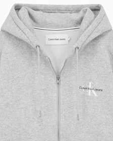 Buy 남녀공용 릴렉스핏 모노그램 집업 후디 in color LIGHT GREY HEATHER