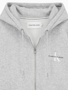 Buy 남녀공용 릴렉스핏 모노그램 집업 후디 in color LIGHT GREY HEATHER