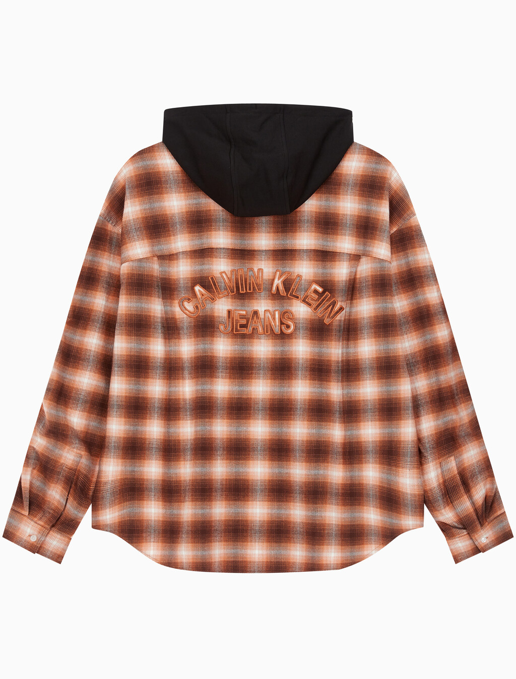 Buy 남성 롱슬리브 후디 플래드 오버셔츠 in color DARK BROWN