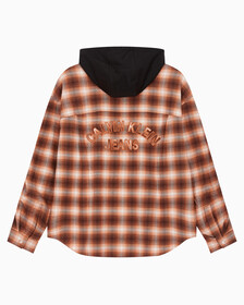 Buy 남성 롱슬리브 후디 플래드 오버셔츠 in color DARK BROWN