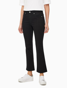 Buy 여성 하이라이즈 바디슬림 부츠핏 앵클 블랙 데님 in color WASHED BLACK LOGO LACE