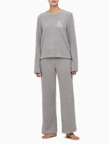 Buy 여성 플러쉬 롱 슬리브 탑 in color GREY PURPLE