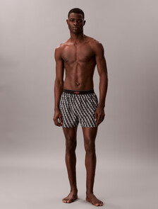 Buy 남성 CK 그래픽 우븐 박서 슬림 in color BLACK PRINT