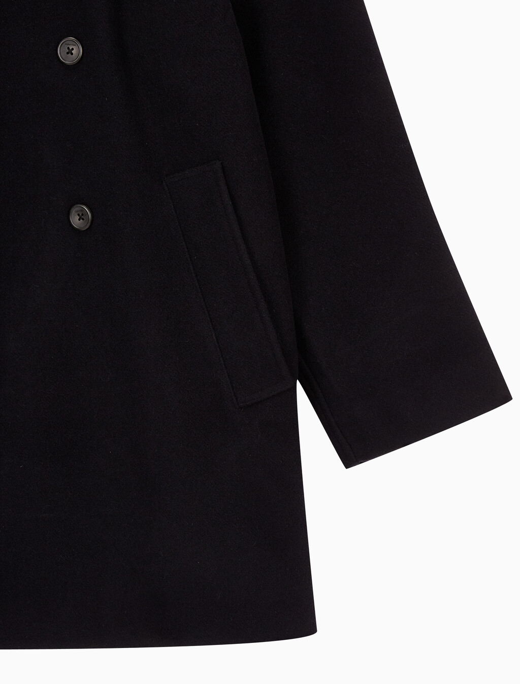 Buy 남성 롱슬리브 더블 버튼 피코트 in color BLACK BEAUTY