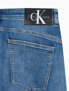 Buy 남성 바디 테이퍼핏  미드블루 이탤리언 데님 in color MID BLUE BACK EMBRO