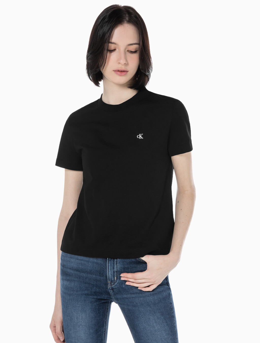 Buy 여성 릴렉스핏 아카이브 로고 크루넥 반팔 티셔츠 in color BLACK BEAUTY
