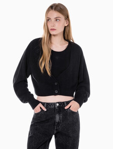Buy 여성 투인원 패션 가디건 in color CK BLACK