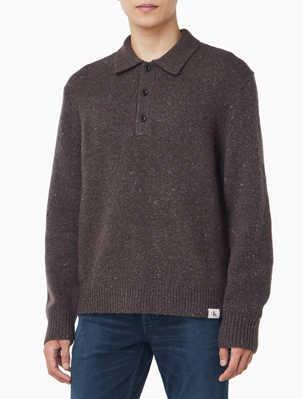 Buy 남성 넾 얀 폴로 스웨터 in color Brown Velvet Neps