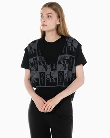 Buy 여성 브이넥 AOP 베스트 in color CK BLACK