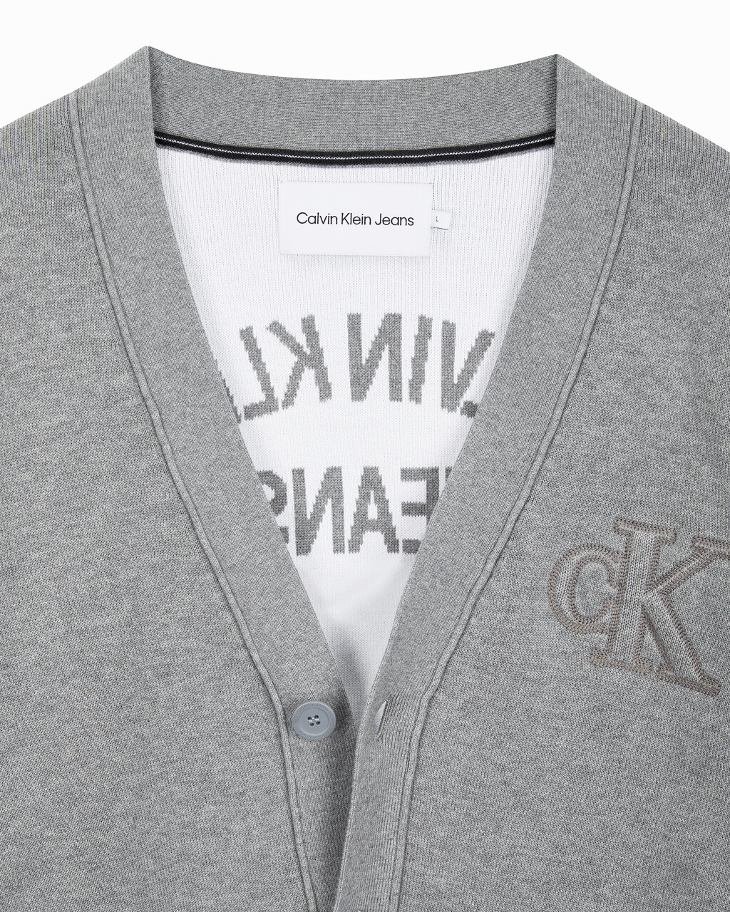Buy 남성 바시티 가디건 스웨터 in color MID GREY HEATHER