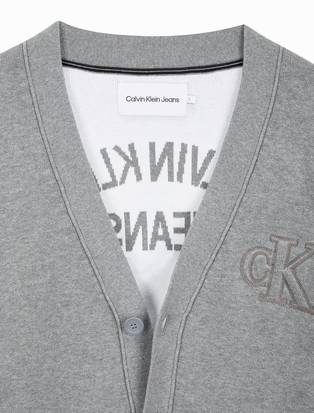 Buy 남성 바시티 가디건 스웨터 in color MID GREY HEATHER
