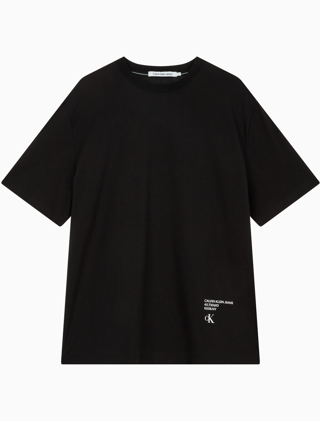 Buy 남성 릴렉스핏 모던 메탈 로고 반팔 티셔츠 in color CK BLACK