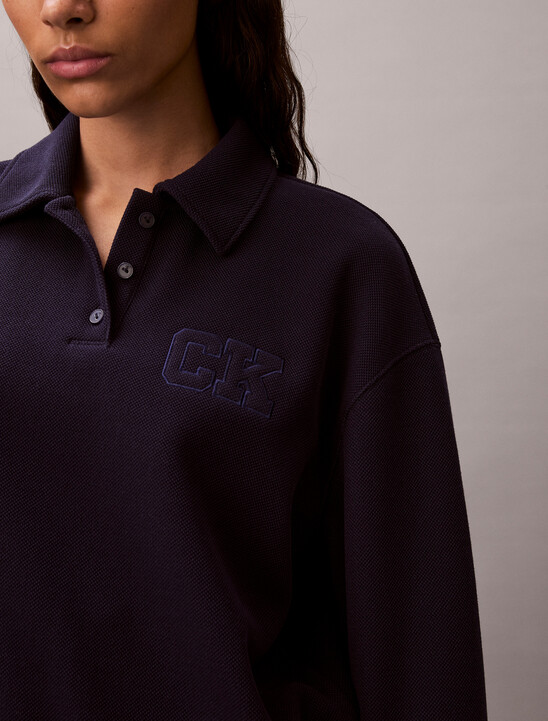 여성 릴렉스 패션 폴로 스웻셔츠