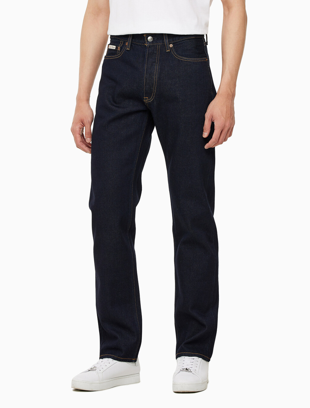 Buy 남성 스탠다드 스트레이트핏 다크블루 데님 in color CK RAW SELVEDGE