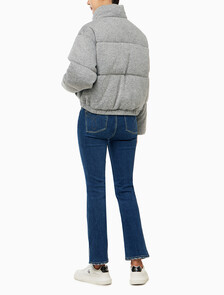 Buy 여성 크롭 니트 다운 푸퍼 in color GREY