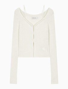 Buy 여성 센슈얼 스트랩 스웨터 가디건 in color WHITE