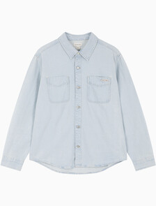 Buy 남성 오버핏 빈티지 라이트블루 데님 셔츠 in color GOLDENROD