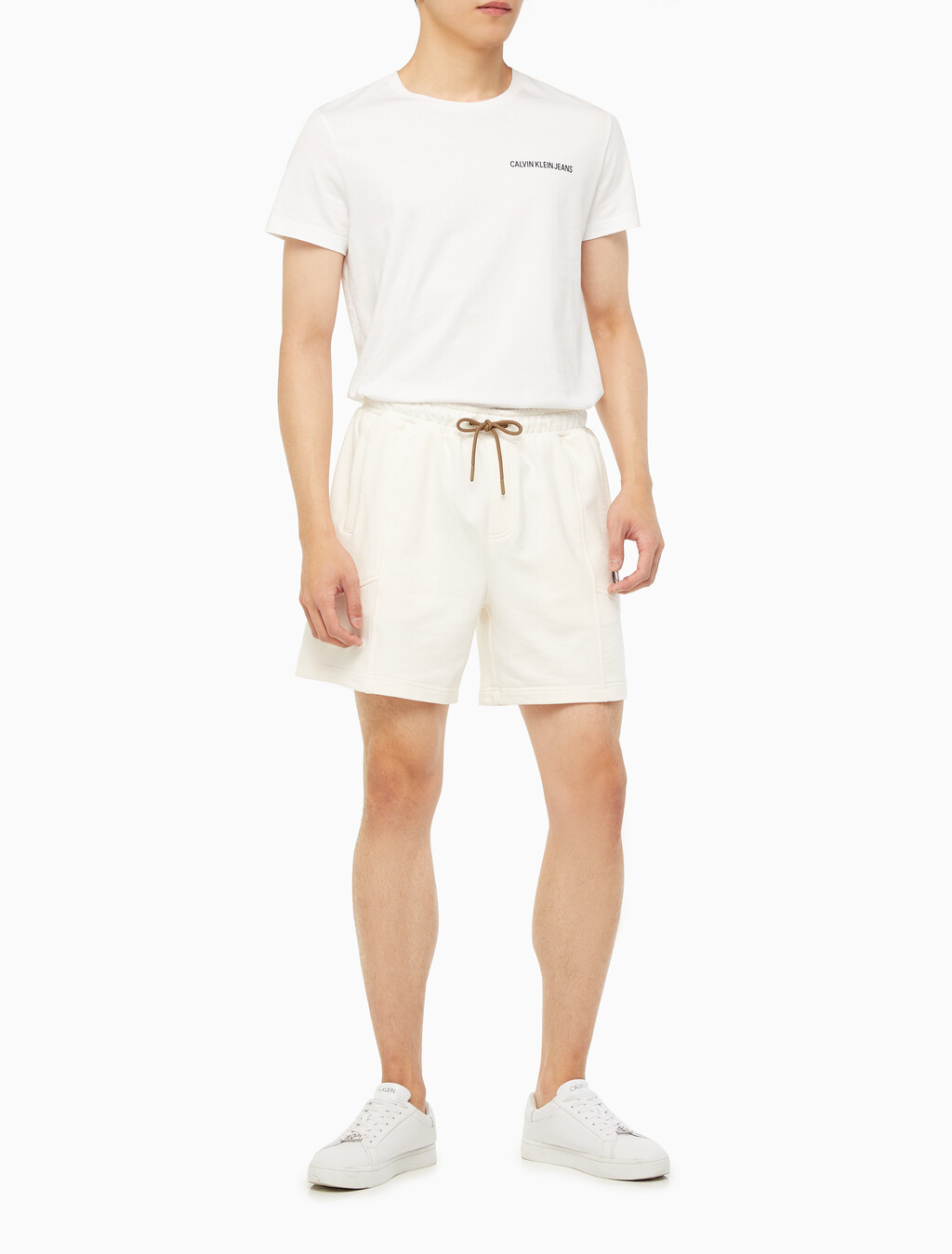 Buy 남성 시즈널 트리플 모노그램 스웨트 쇼츠 in color ANCIENT WHITE