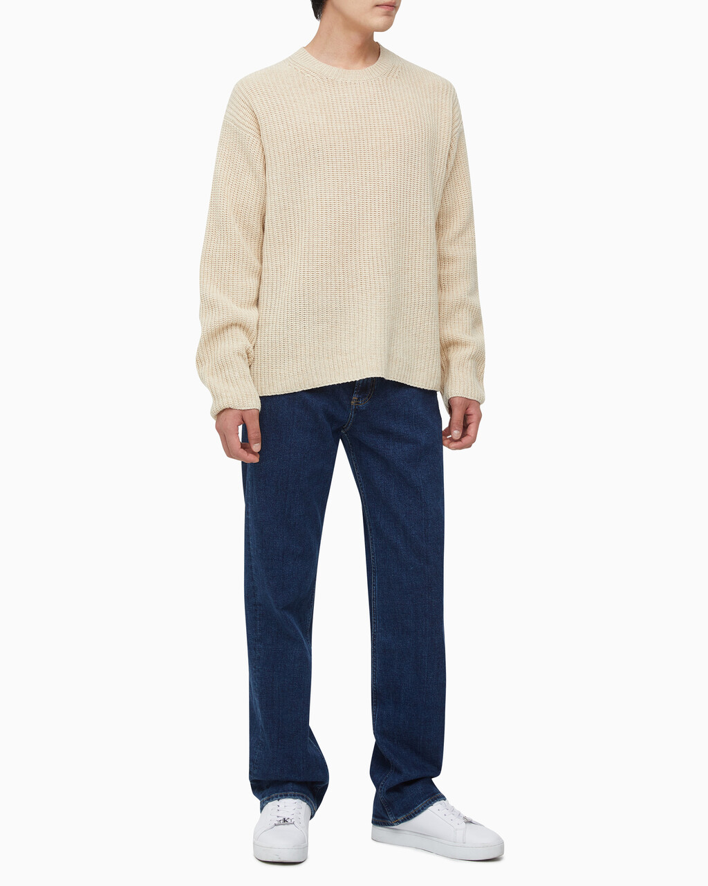 Buy 남성 롱슬리브 크루넥 스웨터 in color BEIGE