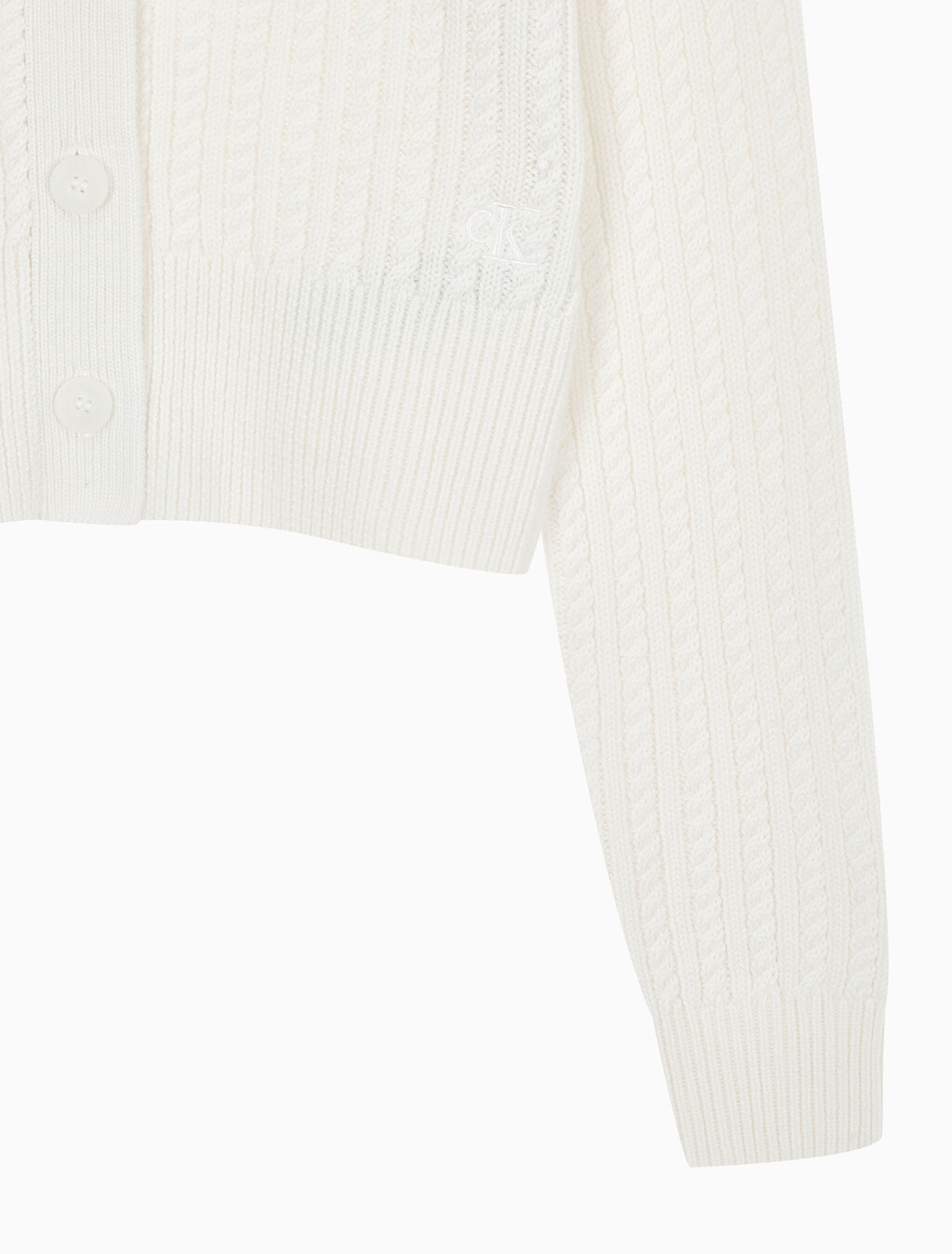 Buy 여성 크롭 케이블 가디건 in color WHITE