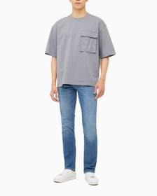 Buy 남성 오버사이즈 우븐 포켓 반팔 스웻셔츠 in color OVERCAST GREY